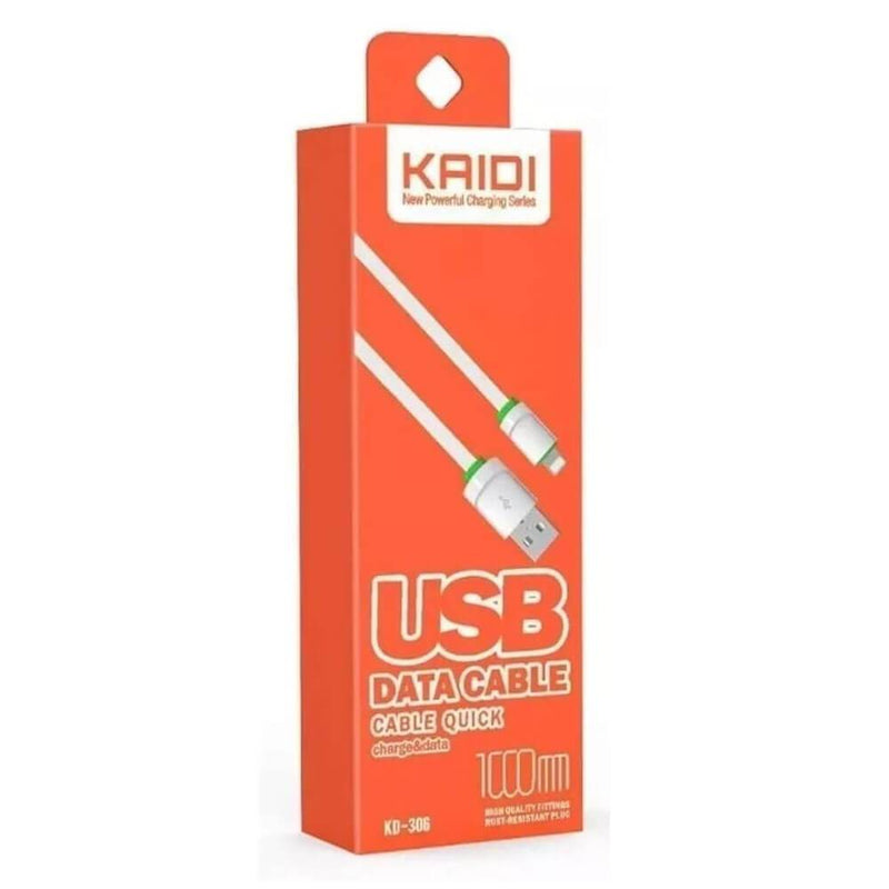 Cabo Tipo-C Kaidi KD-TC30 Carga e Dados 1 Metro Branco